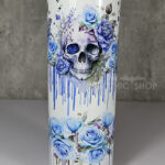 skull with pink & purple roses gothic print 20oz straight tumbler (copy)