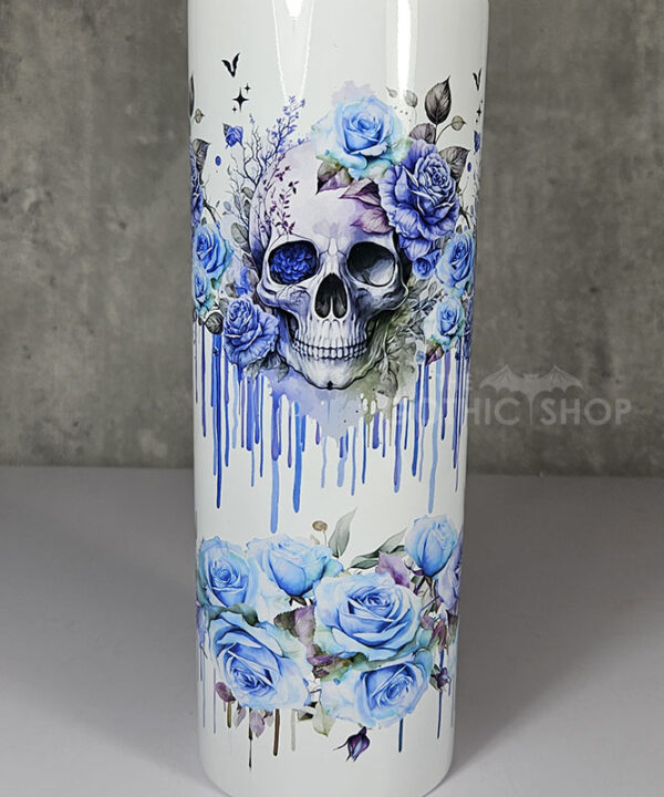 skull with pink & purple roses gothic print 20oz straight tumbler (copy)