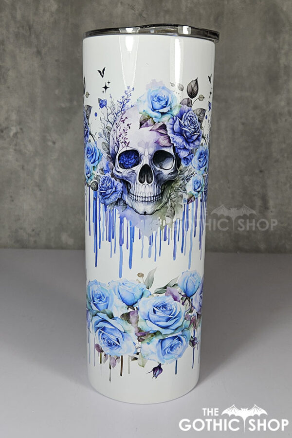 skull with pink & purple roses gothic print 20oz straight tumbler (copy)