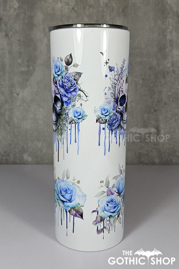 skull with pink & purple roses gothic print 20oz straight tumbler (copy)