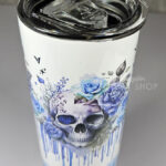 skull with blue roses gothic print 20oz straight tumbler