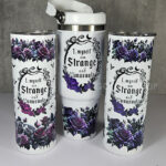 strange unusual cameo with purple roses 30oz gothic travel tumbler with top handle