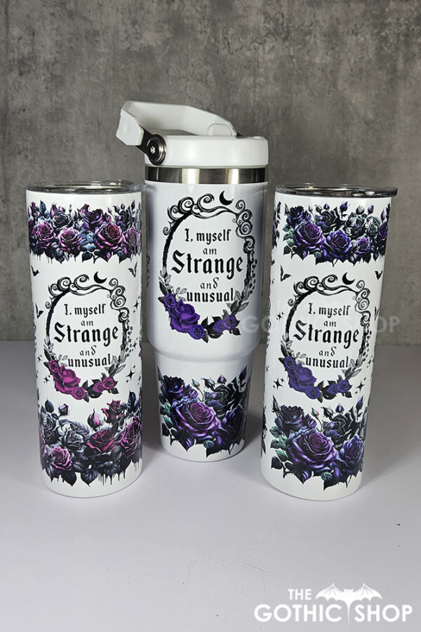 strange unusual cameo with purple roses 30oz gothic travel tumbler with top handle