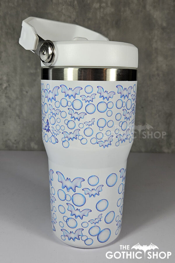bat bubbles spooky babe gothic print 20oz travel tumbler