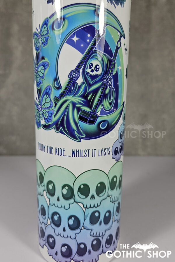 grim reaper on moon swing enjoy the ride 20oz straight tumbler