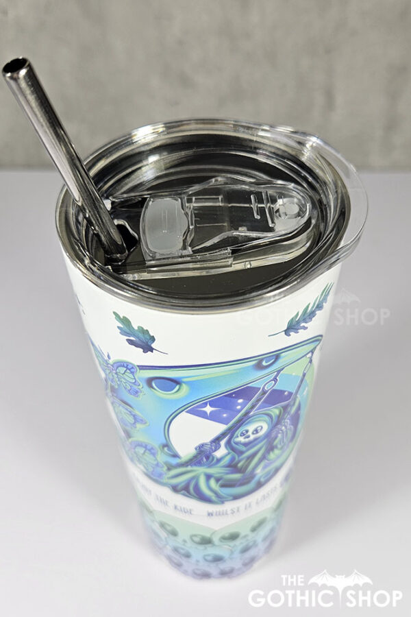 grim reaper on moon swing enjoy the ride 20oz straight tumbler