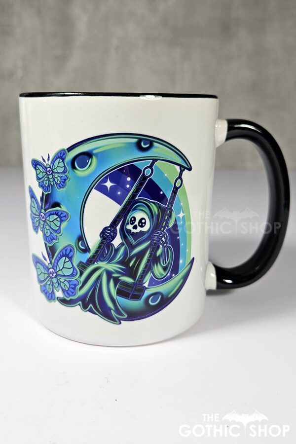 grim reaper on moon swing gothic print mug
