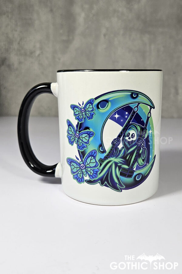 grim reaper on moon swing gothic print mug