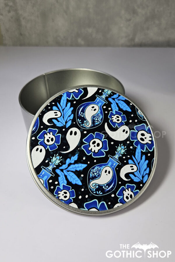 ghost potions gothic print keepsake round tin