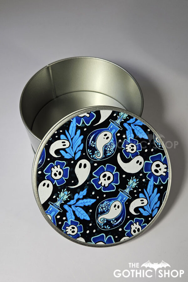 ghost potions gothic print keepsake round tin