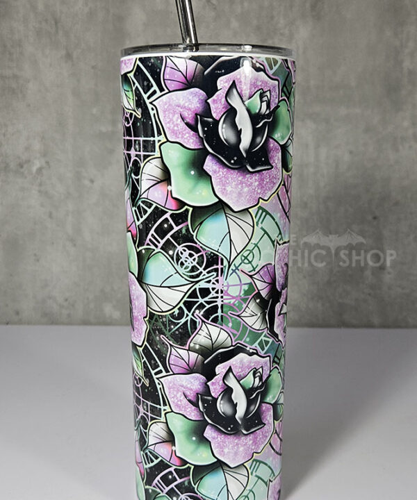 wicked pink & green roses 20oz straight tumbler