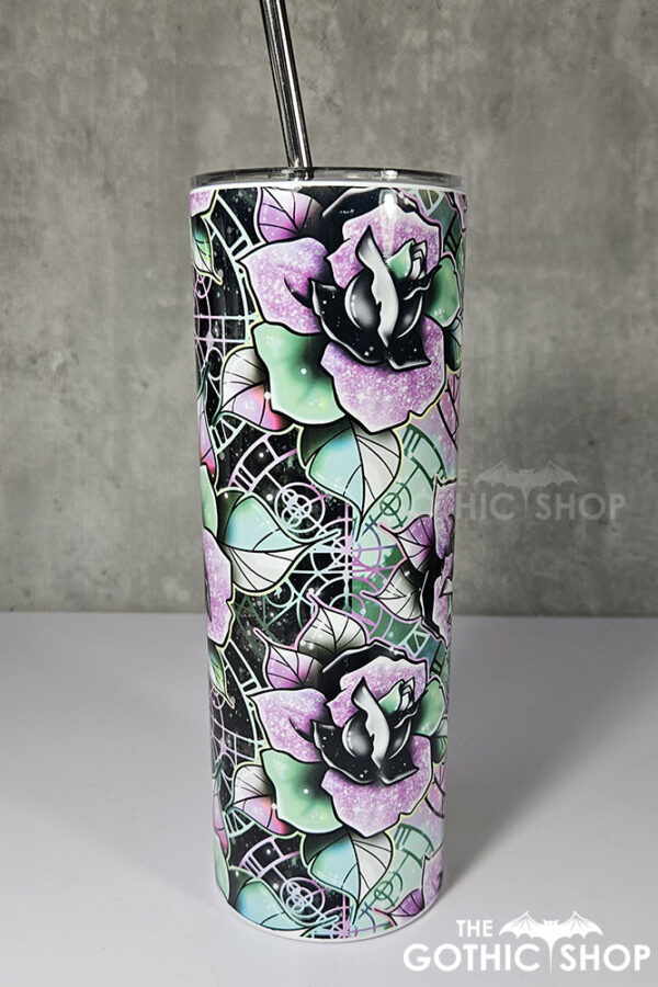 wicked pink & green roses 20oz straight tumbler