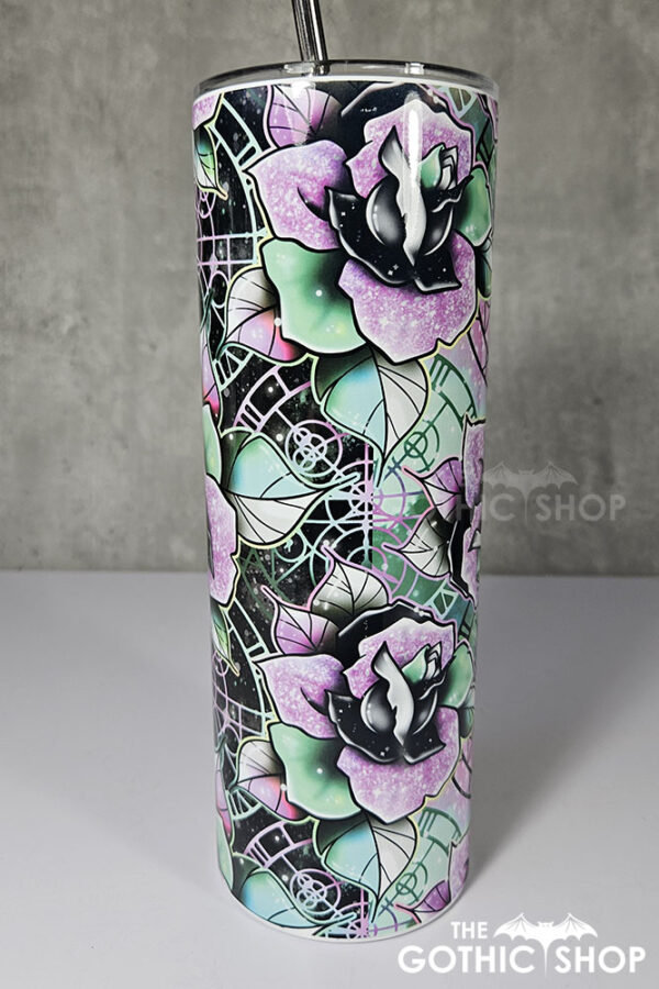wicked pink & green roses 20oz straight tumbler