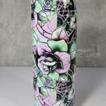 wicked pink & green roses 20oz straight tumbler