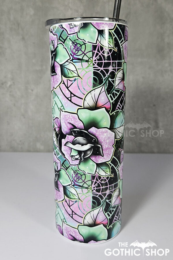 wicked pink & green roses 20oz straight tumbler
