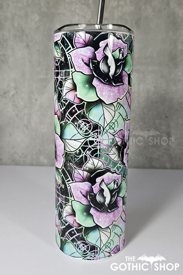 wicked pink & green roses 20oz straight tumbler