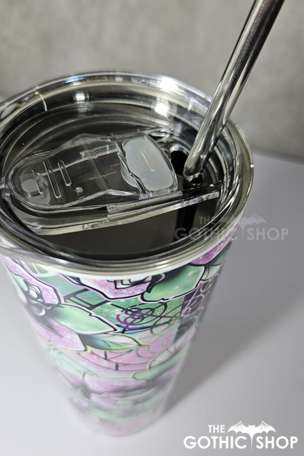 wicked pink & green roses 20oz straight tumbler