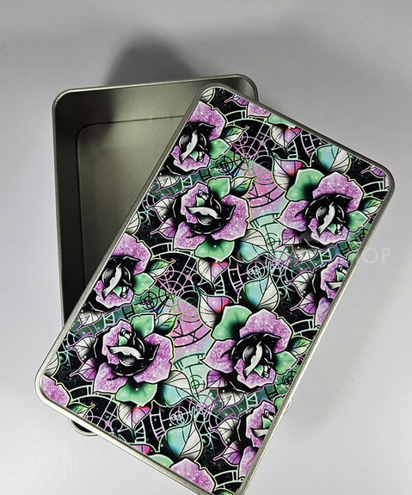 wicked pink & green roses gothic keepsake rectangular tin