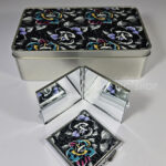 nightmare & purple roses gothic slim silver square compact mirror