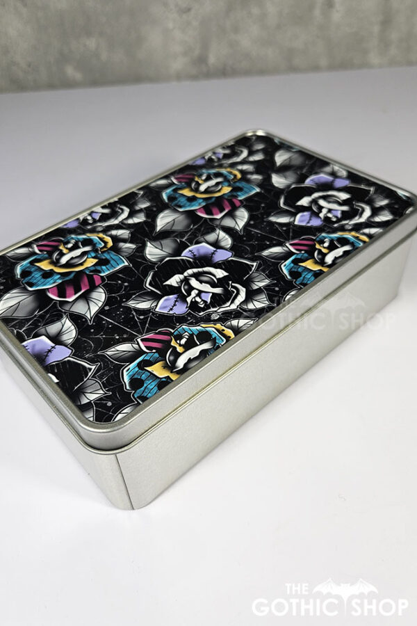 nightmare & purple roses gothic keepsake rectangular tin