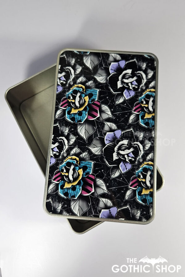 nightmare & purple roses gothic keepsake rectangular tin