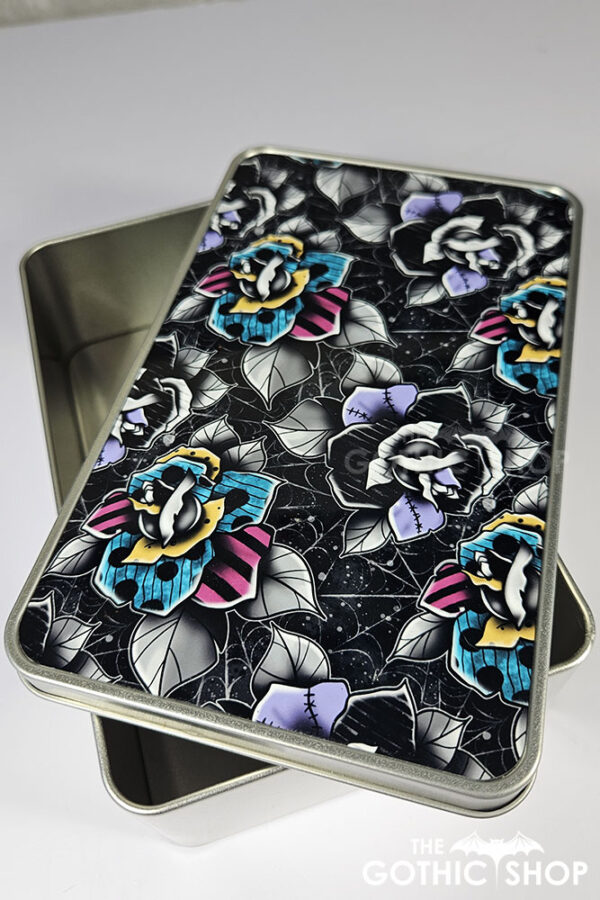nightmare & purple roses gothic keepsake rectangular tin