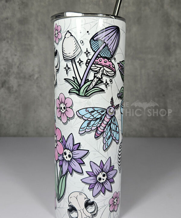 natural oddities skull flowers & mushrooms 20oz straight tumbler