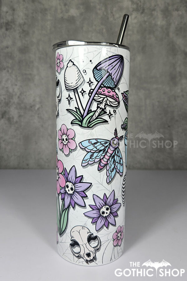 natural oddities skull flowers & mushrooms 20oz straight tumbler