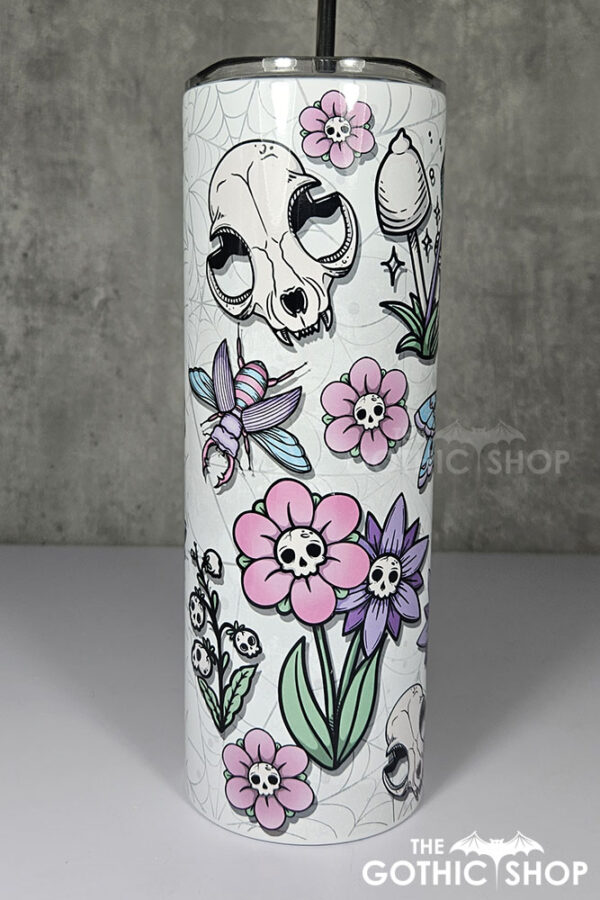 natural oddities skull flowers & mushrooms 20oz straight tumbler