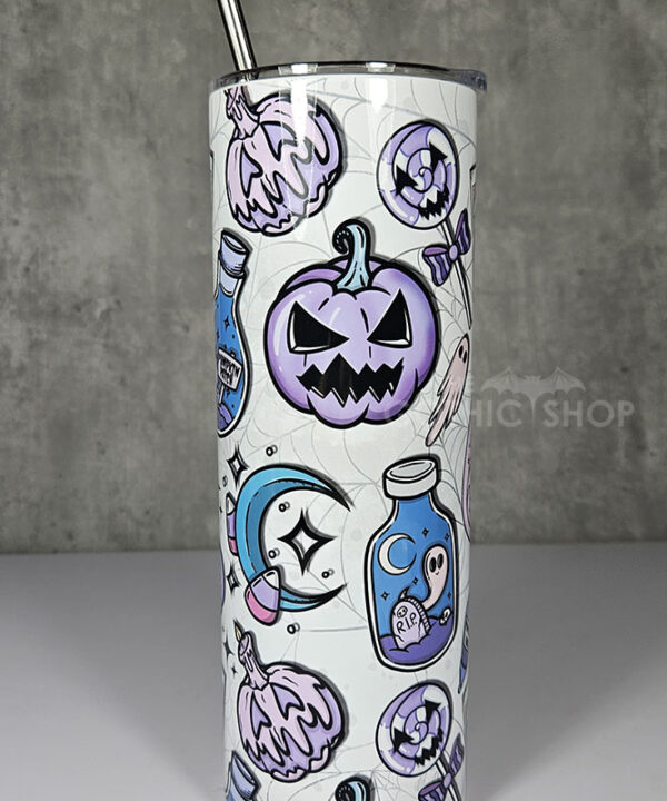 pastel halloween purple pumpkins gothic 20oz straight tumbler