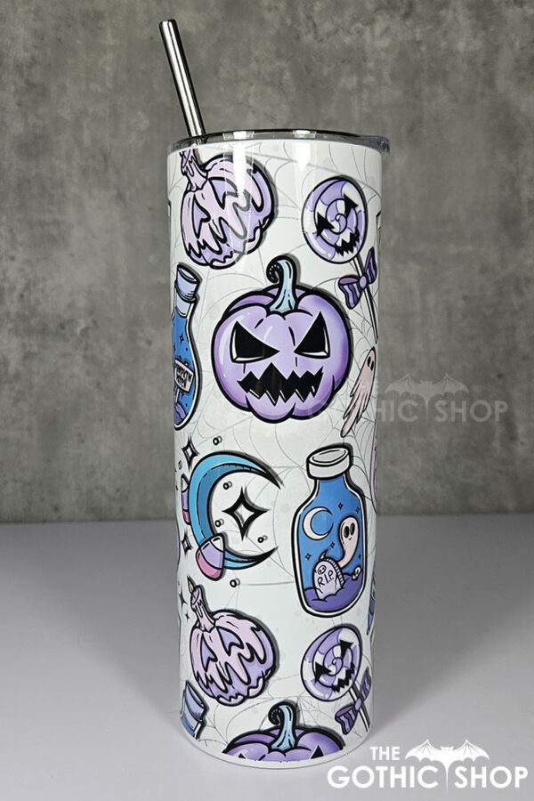 pastel halloween purple pumpkins gothic 20oz straight tumbler