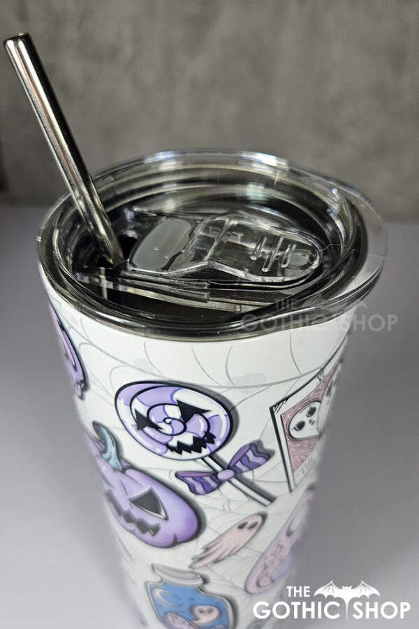 pastel halloween purple pumpkins gothic 20oz straight tumbler