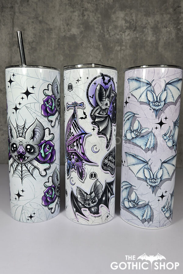 rosita bat purple rose cobwebs gothic 20oz straight tumbler