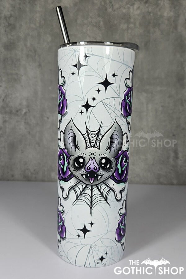 rosita bat purple rose cobwebs gothic 20oz straight tumbler