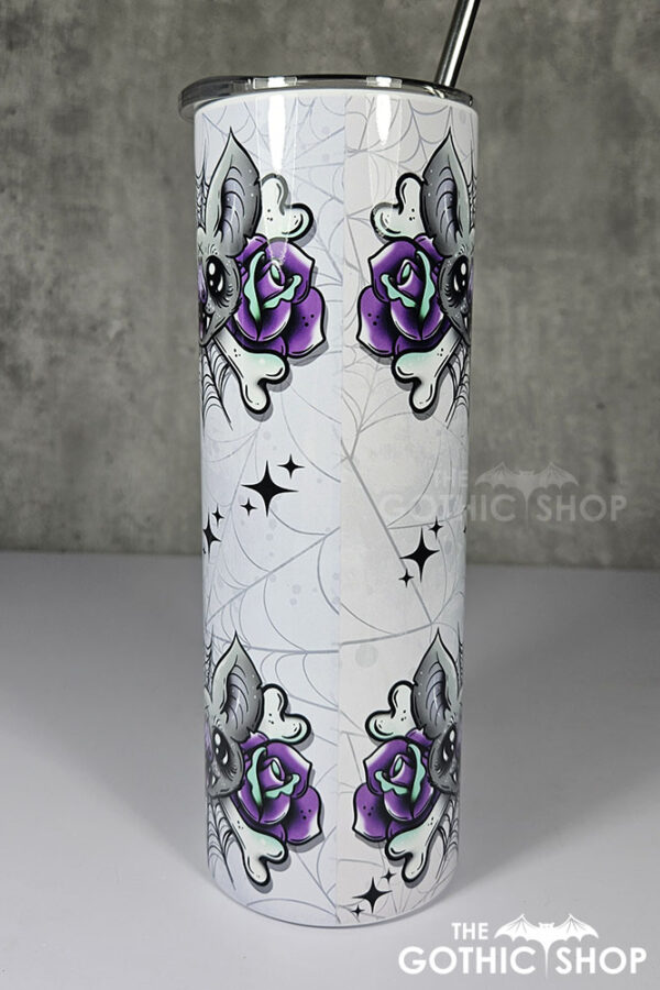 rosita bat purple rose cobwebs gothic 20oz straight tumbler