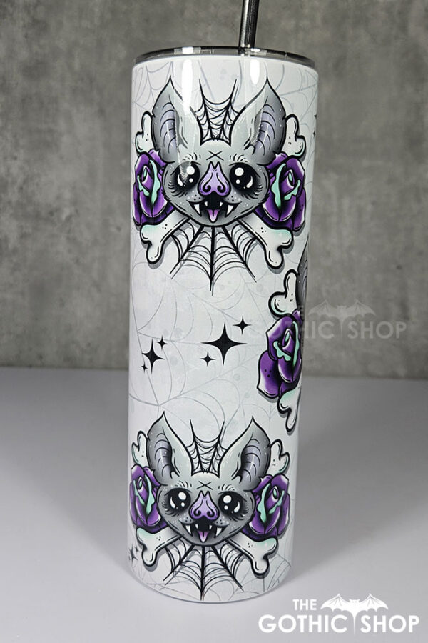 rosita bat purple rose cobwebs gothic 20oz straight tumbler