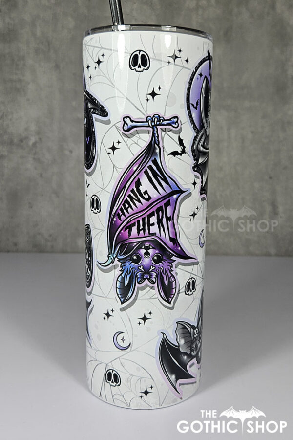 hang in there purple bats & planchettes gothic 20oz straight tumbler