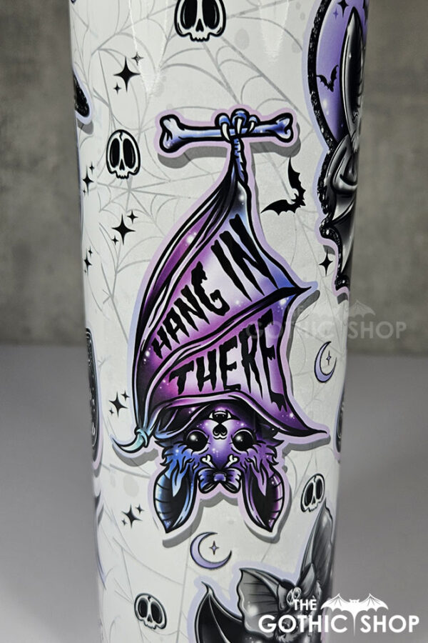 hang in there purple bats & planchettes gothic 20oz straight tumbler