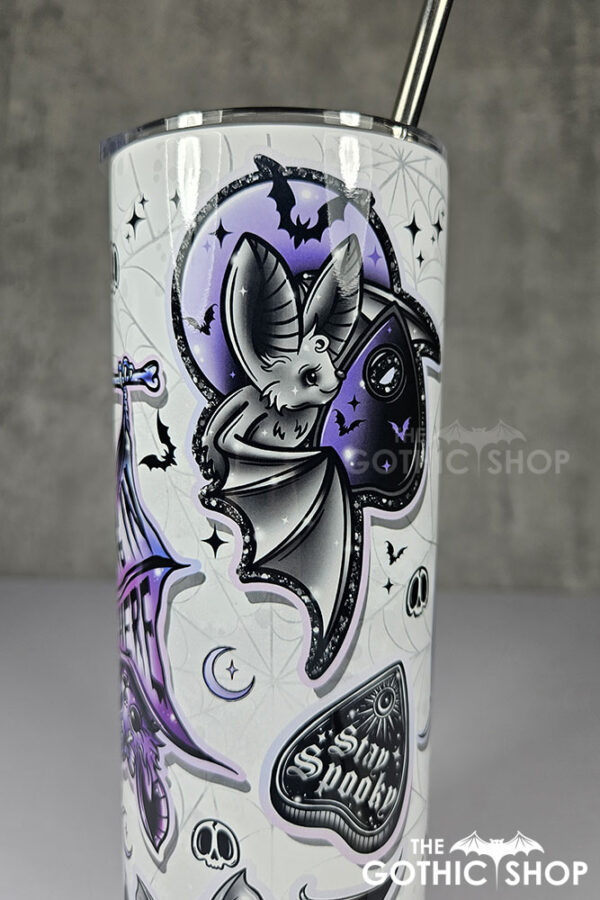 hang in there purple bats & planchettes gothic 20oz straight tumbler