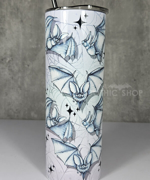 watercolour bats on cobwebs gothic 20oz straight tumbler