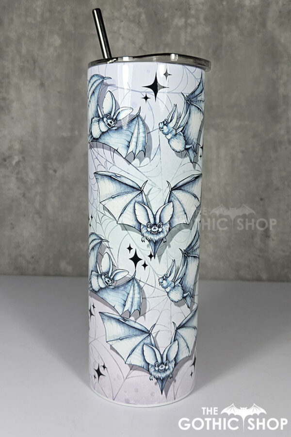 watercolour bats on cobwebs gothic 20oz straight tumbler
