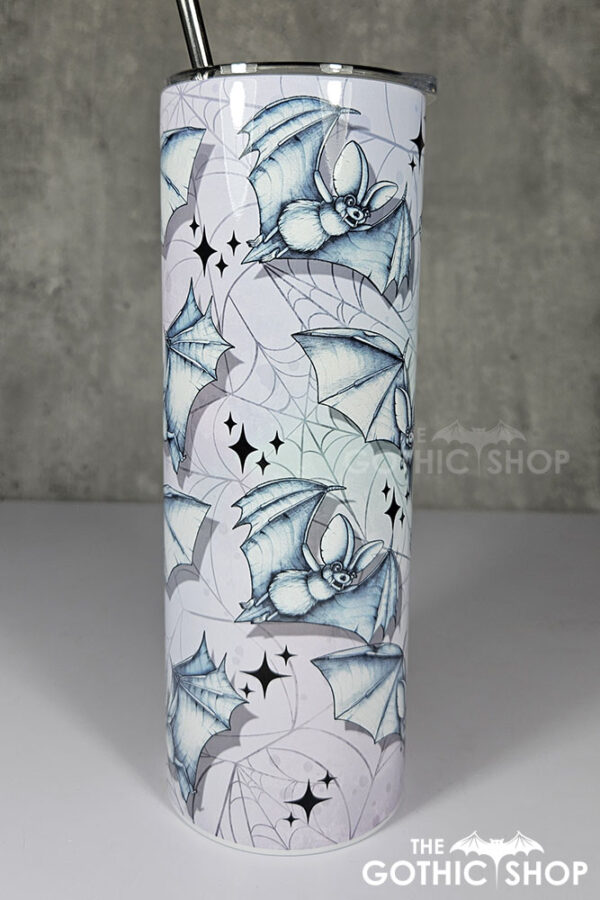 watercolour bats on cobwebs gothic 20oz straight tumbler