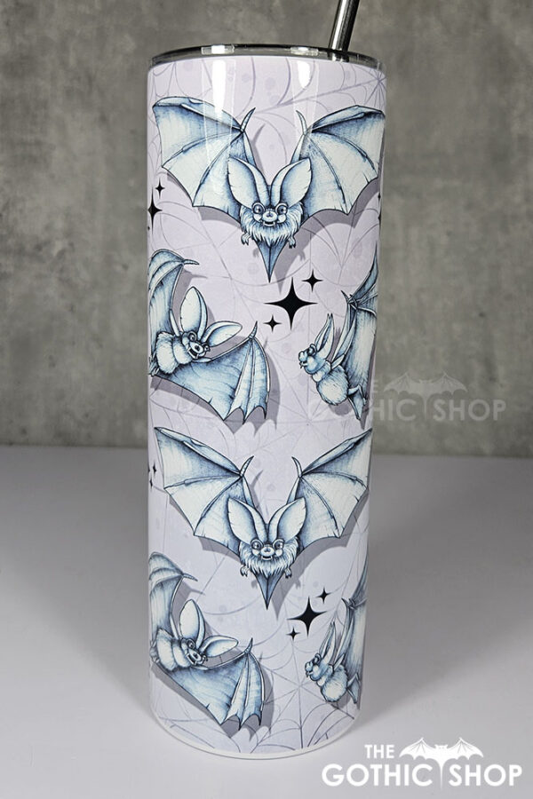 watercolour bats on cobwebs gothic 20oz straight tumbler