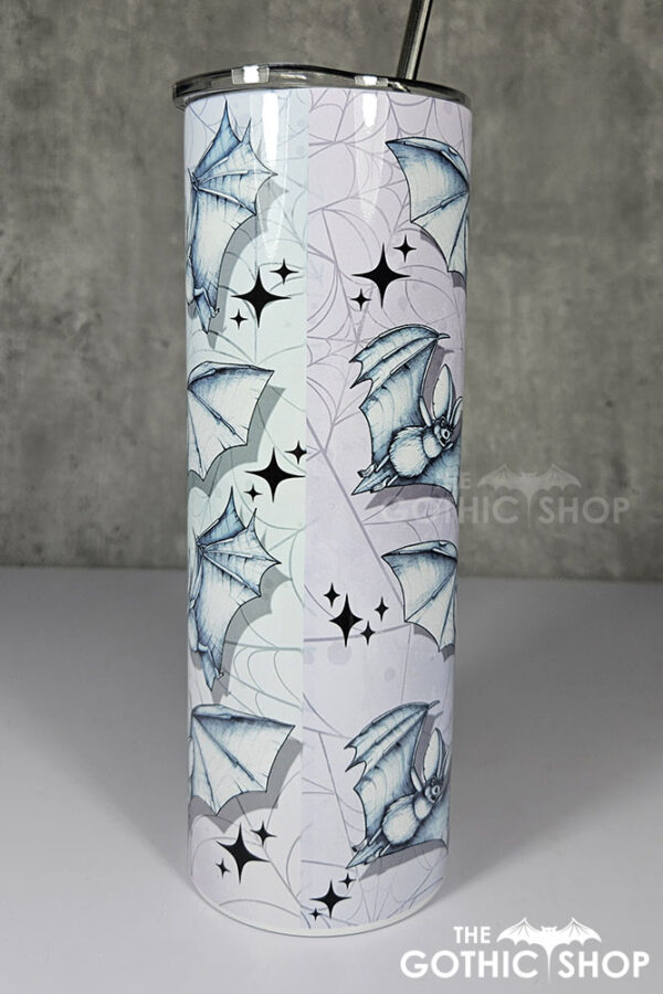 watercolour bats on cobwebs gothic 20oz straight tumbler