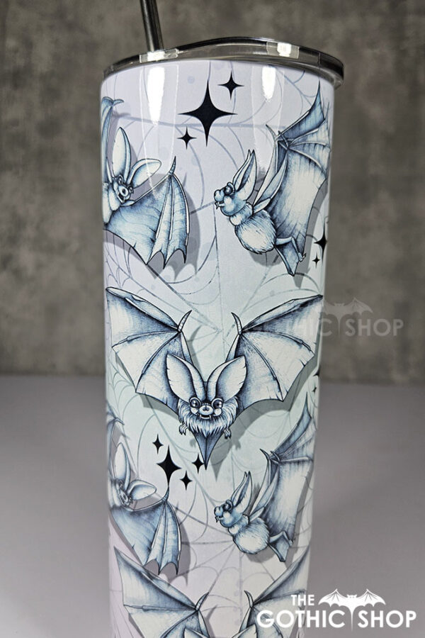 watercolour bats on cobwebs gothic 20oz straight tumbler