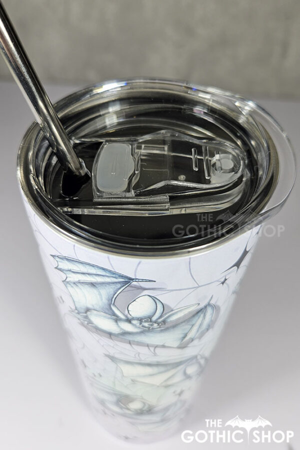 watercolour bats on cobwebs gothic 20oz straight tumbler
