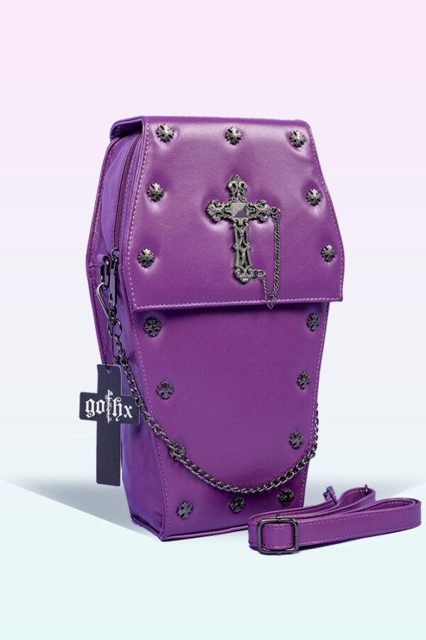 metal cross purple coffin gothic large backpack by gothx