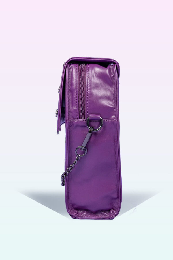 metal cross small purple gothic crossbody coffin bag by gothx