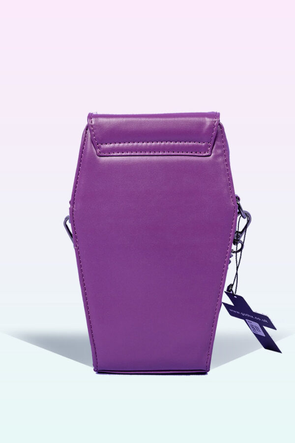 metal cross small purple gothic crossbody coffin bag by gothx