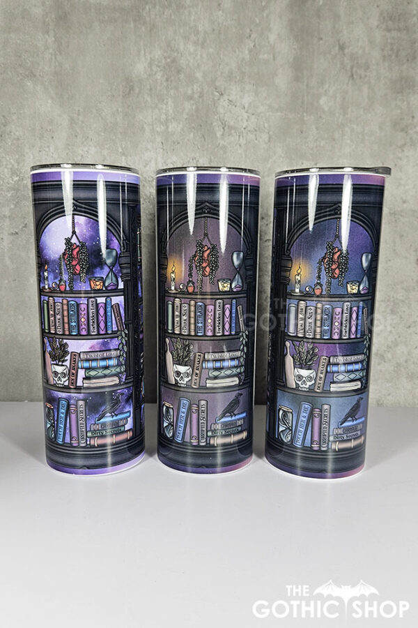 dark romance oddities library bookcase burgundy gothic 20oz straight tumbler